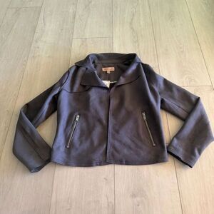 Philosophy Republic Clothing Open Front Jacket Faux Leather Gray Women's Sz S